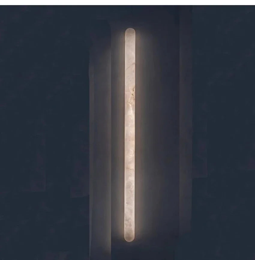 2026 Modern Luxury Natural Marble Wall Lamp LED Long Oval Stone Sconces For Living Room Bedside Staircase Aisle Lighting Fixture