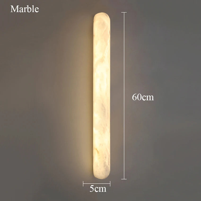 2026 Modern Luxury Natural Marble Wall Lamp LED Long Oval Stone Sconces For Living Room Bedside Staircase Aisle Lighting Fixture
