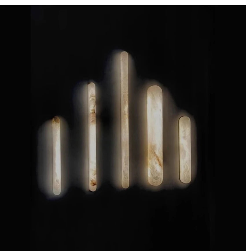 2026 Modern Luxury Natural Marble Wall Lamp LED Long Oval Stone Sconces For Living Room Bedside Staircase Aisle Lighting Fixture
